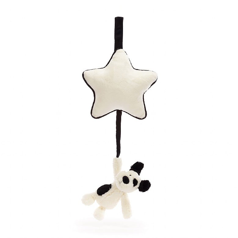 Jellycat: Bashful Black and Cream Puppy Musical Pull (12")