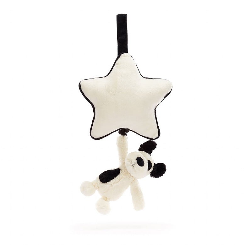 Jellycat: Bashful Black and Cream Puppy Musical Pull (12")