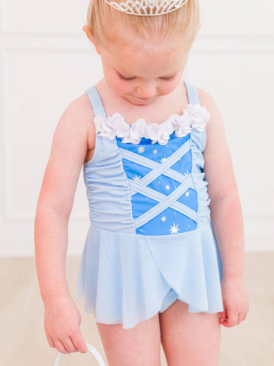 RuffleButts One Piece Swimsuit: Glass Slipper