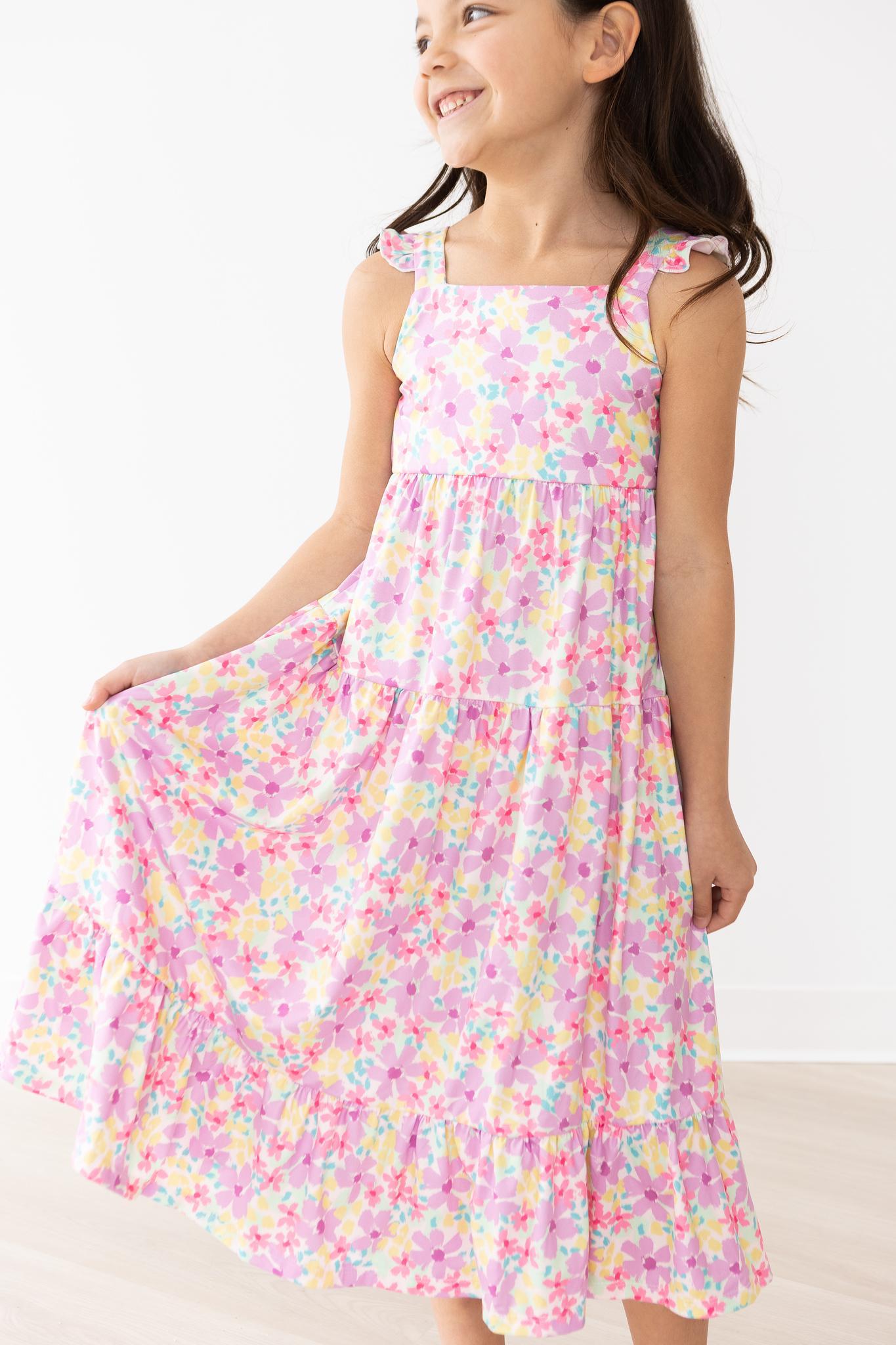 Mila & Rose:  Summer Watercolor Floral Ruffle Maxi Dress SHIPS SEPARATELY