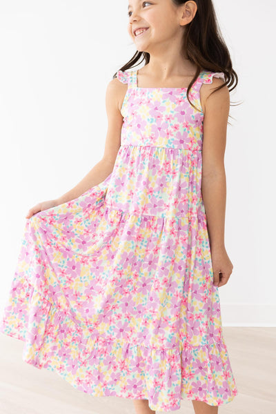 Mila & Rose:  Summer Watercolor Floral Ruffle Maxi Dress SHIPS SEPARATELY