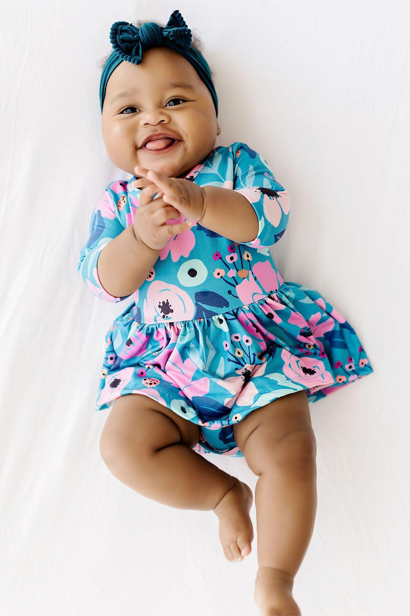 Mila & Rose:  Twirling in Teal Twirl Bodysuit SHIPS SEPARATELY