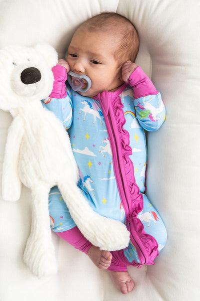 Laree + Co:  Sage Bamboo Ruffle Convertible Footie