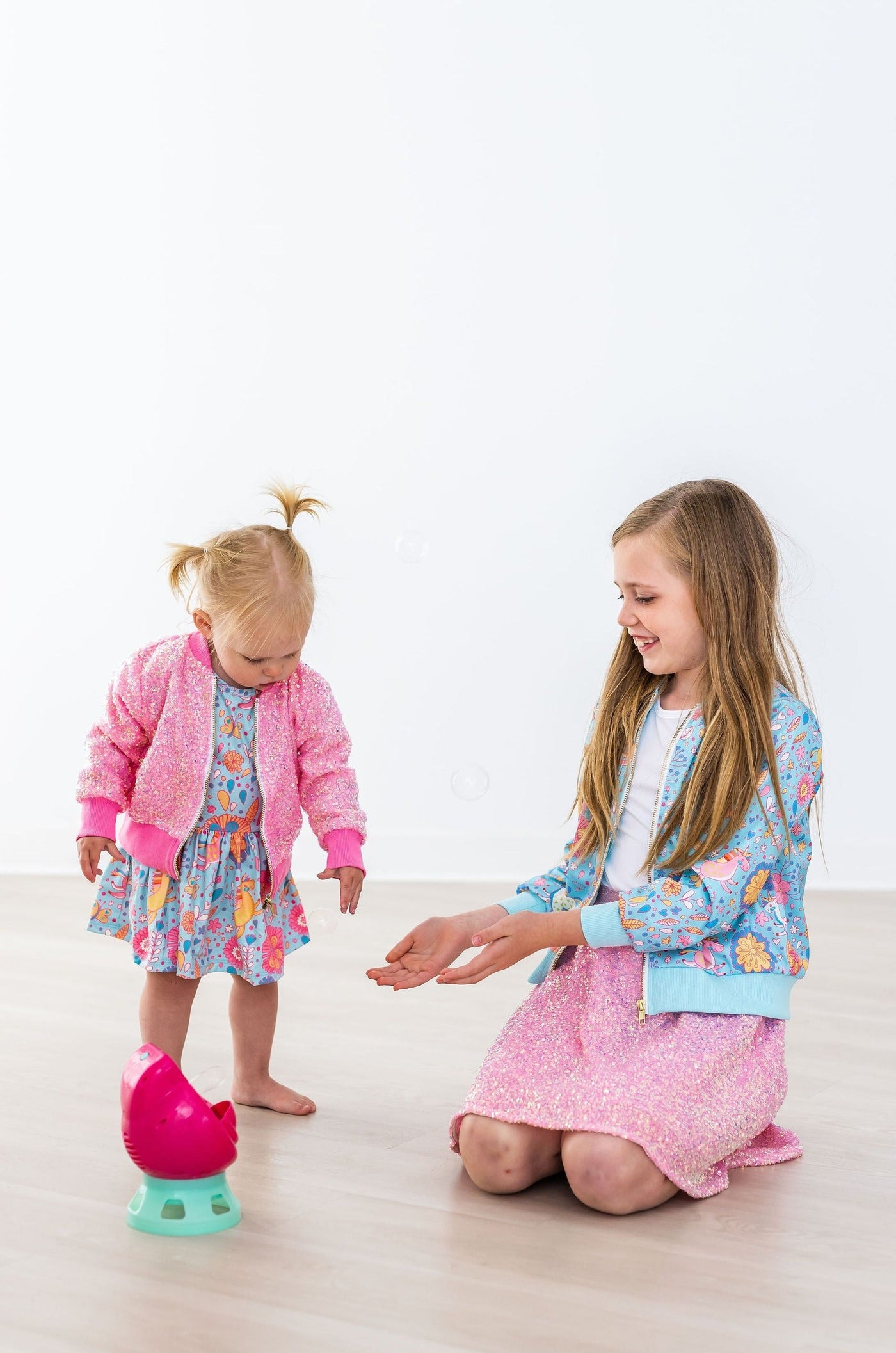 Mila & Rose:  Blue Retro Unicorns S/S Twirl Bodysuit SHIPS SEPARATELY