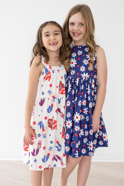 Mila & Rose:  Mer-Made in the USA Ruffle Cross Back Dress SHIPS SEPARATELY