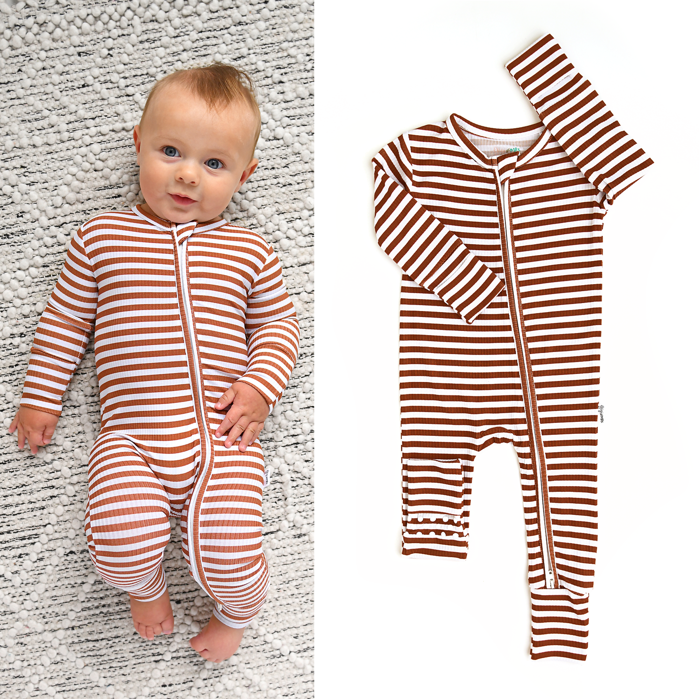 Gigi and Max Ribbed Zip Sleeper: Chase Brown