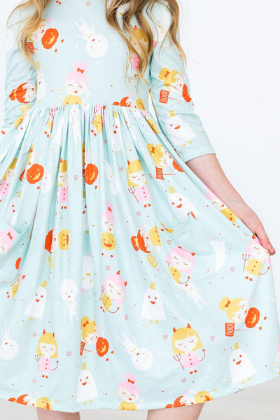 Mila & Rose:  Ghouls Just Want to Have Fun 3/4 Sleeve Pocket Twirl Dress SHIPS SEPARATELY