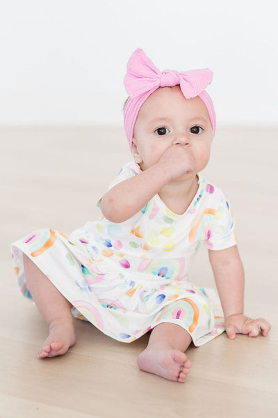 Mila & Rose:  Watercolor Rainbows S/S Twirl Bodysuit SHIPS SEPARATELY