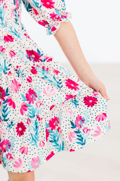 Mila & Rose:  Dots & Daisies Smocked Ruffle Dress SHIPS SEPARATELY