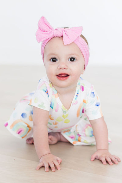 Mila & Rose:  Watercolor Rainbows S/S Twirl Bodysuit SHIPS SEPARATELY