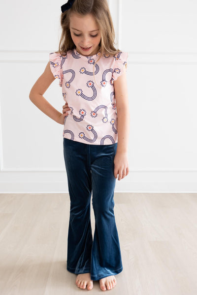 Mila & Rose:  Denim Blue Velvet Bells SHIPS SEPARATELY