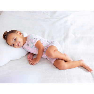 Kickee Pants Shorty Sleeper with Zipper: Shrinking Violet Sleeping Unicorns