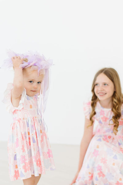 Mila & Rose:  Castles & Rainbows Flutter Sleeve Twirl Dress SHIPS SEPARATELY
