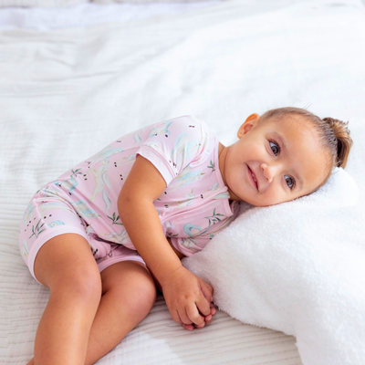 Kickee Pants Shorty Sleeper with Zipper: Shrinking Violet Sleeping Unicorns