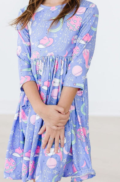 Mila & Rose:  Neon Moon 3/4 Sleeve Pocket Twirl Dress SHIPS SEPARATELY
