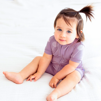 Kickee Pants Shorty Sleeper with Zipper: Lavender Dandelion Wish