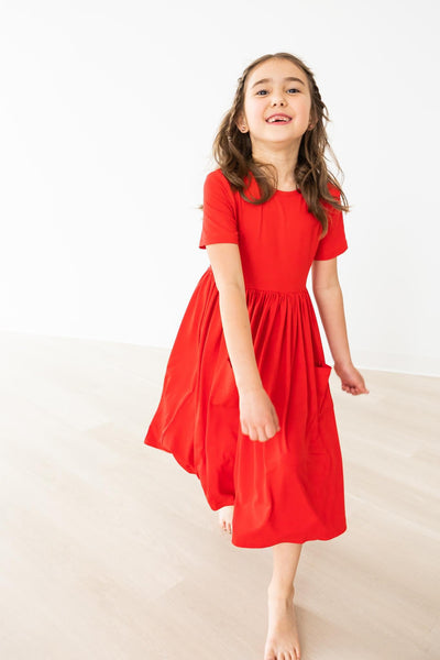 Mila & Rose:  Red S/S Pocket Twirl Dress SHIPS SEPARATELY