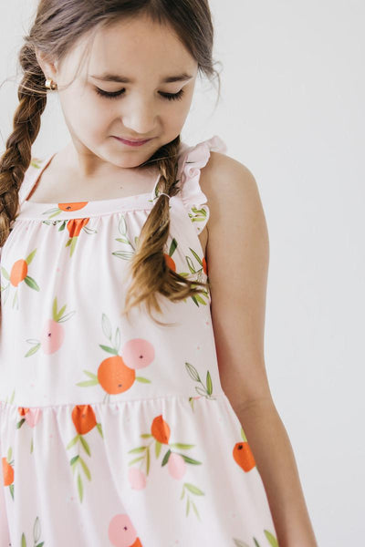 Mila & Rose:  Tangerine Ruffle Cross Back Dress SHIPS SEPARATELY