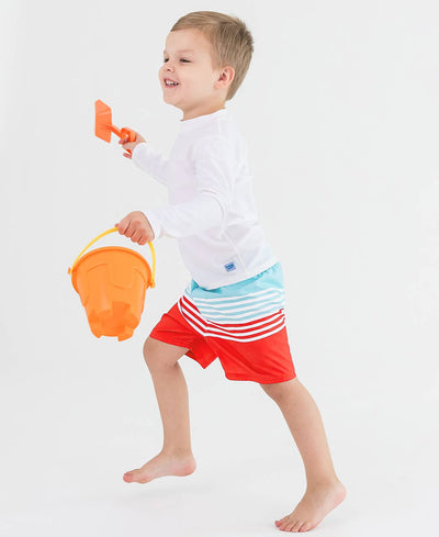 RuffleButts + RuggedButts - Boys White Long Sleeve Rash Guard