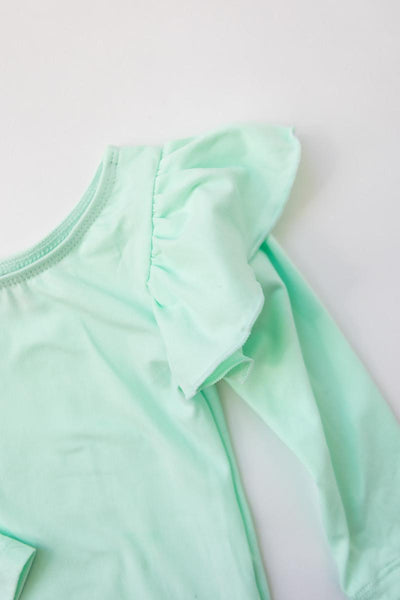 Mila & Rose:  Pastel Green L/S Flutter Sleeve Leotard SHIPS SEPARATELY