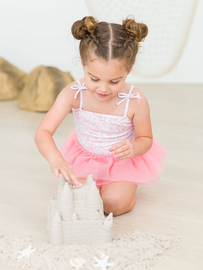 RuffleButts + RuggedButts - Girls By the Seaside Tulle Skirted Tie Shoulder One Piece