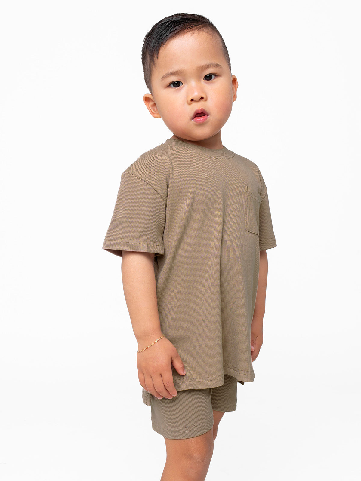Little Bipsy Ribbed Tee: Taupe