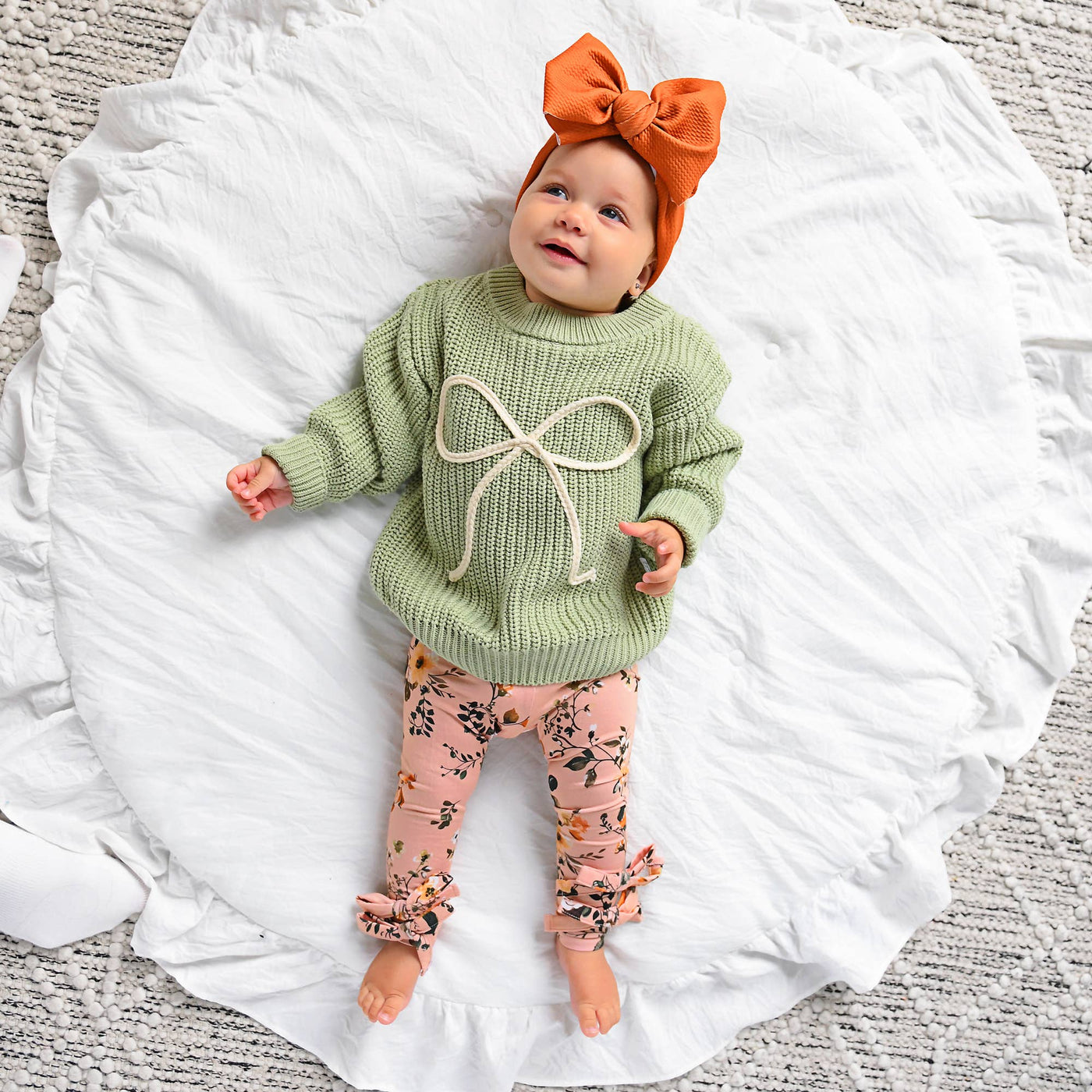 Gigi and Max Bow Leggings: Flora Light Pink