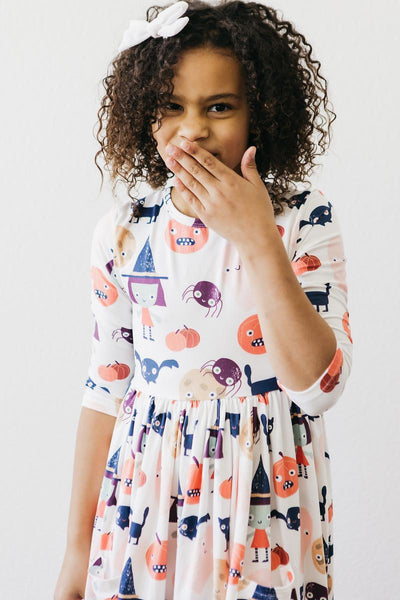 Mila & Rose:  Boo Crew 3/4 Sleeve Pocket Twirl Dress SHIPS SEPARATELY