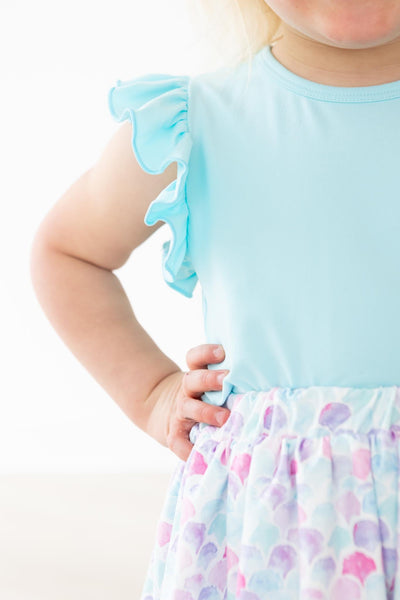 Mila & Rose:  Aqua S/S Ruffle Tee SHIPS SEPARATELY