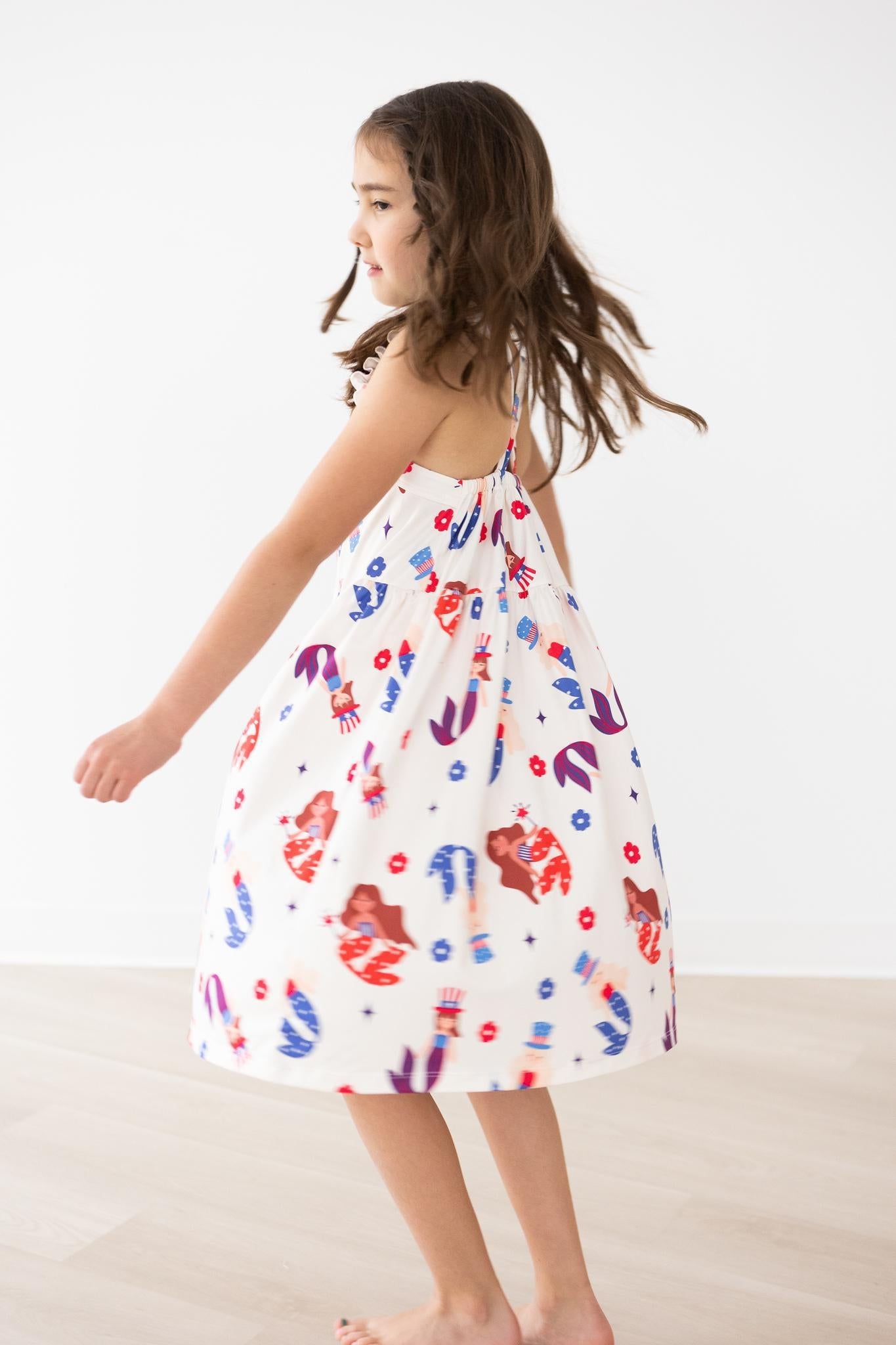 Mila & Rose:  Mer-Made in the USA Ruffle Cross Back Dress SHIPS SEPARATELY