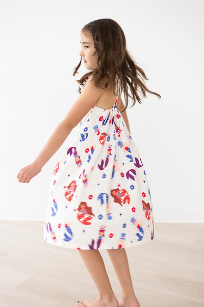 Mila & Rose:  Mer-Made in the USA Ruffle Cross Back Dress SHIPS SEPARATELY
