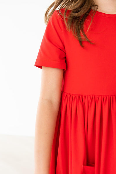 Mila & Rose:  Red S/S Pocket Twirl Dress SHIPS SEPARATELY