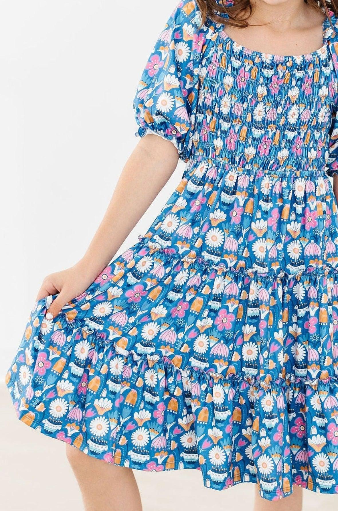 Mila & Rose:  SALE Fluttering Flowers Smocked Ruffle Dress SHIPS SEPARATELY