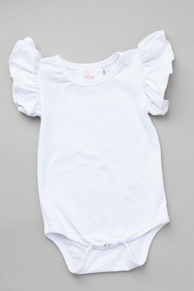 Mila & Rose:  White S/S Flutter Bodysuit SHIPS SEPARATELY