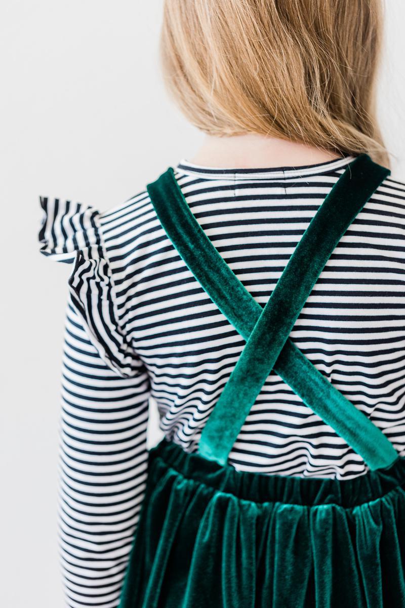 Mila & Rose:  Black & White Stripe L/S Ruffle Tee SHIPS SEPARATELY