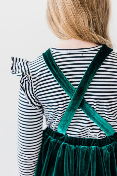 Mila & Rose:  Black & White Stripe L/S Ruffle Tee SHIPS SEPARATELY