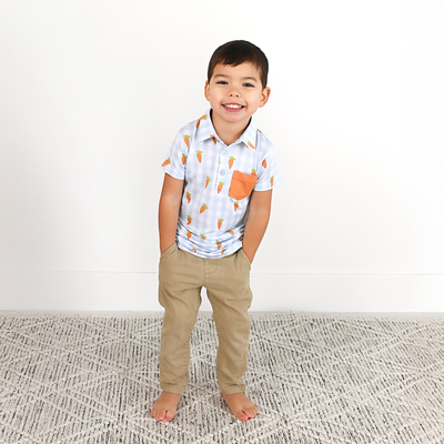 Gigi and Max: Henry Carrot Gingham Polo Shirt