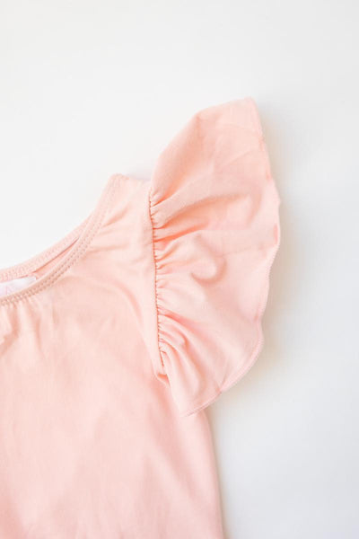 Mila & Rose:  Peach S/S Flutter Sleeve Leotard SHIPS SEPARATELY