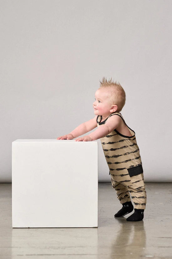 Little Bipsy Tank Romper: Static Stripe