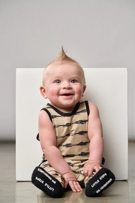 Little Bipsy Tank Romper: Static Stripe
