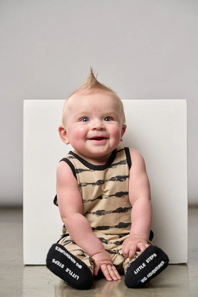 Little Bipsy Tank Romper: Static Stripe