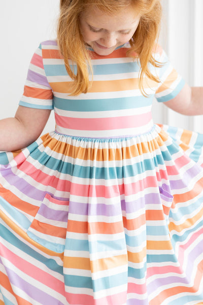 Mila & Rose:  Spring Stripes S/S Pocket Twirl Dress SHIPS SEPARATELY