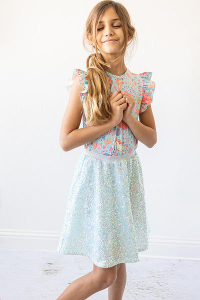 Mila & Rose:  SALE Aqua Sequin Twirl Skirt SHIPS SEPARATELY