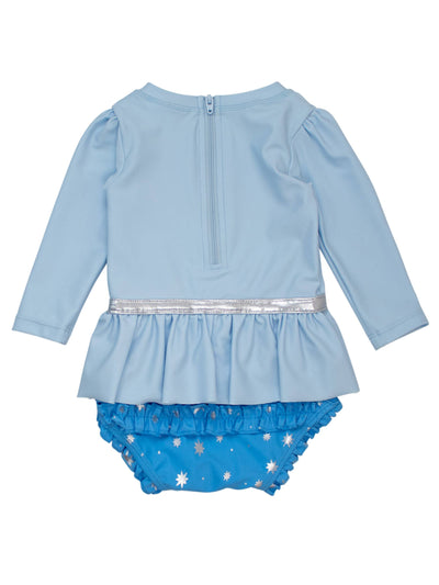 RuffleButts Long Sleeve One Piece Swimsuit: Glass Slipper Princess