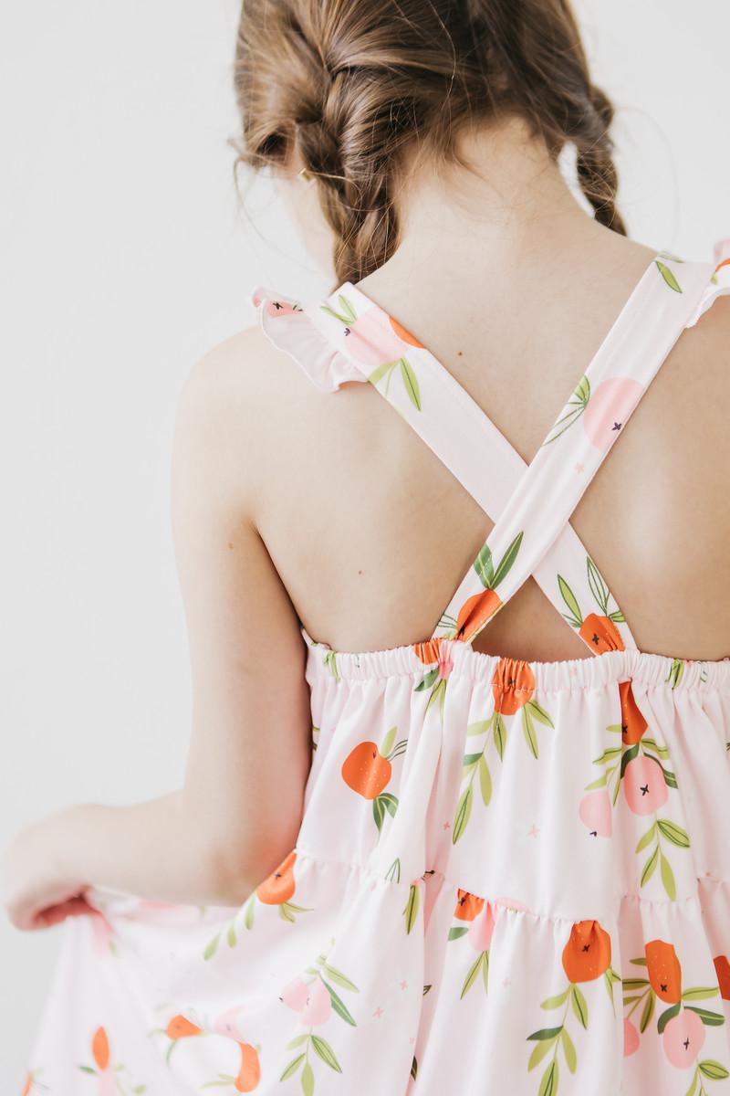 Mila & Rose:  Tangerine Ruffle Cross Back Dress SHIPS SEPARATELY