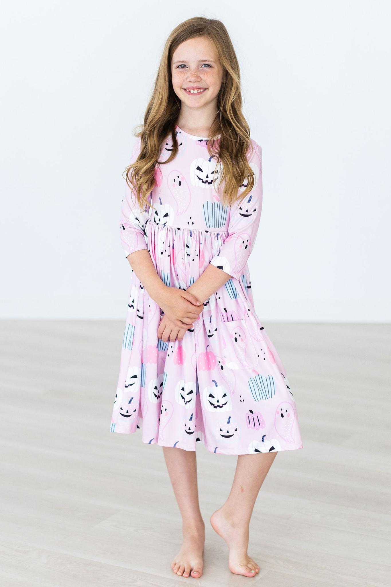 Mila & Rose:  Happy Haunting 3/4 Sleeve Pocket Twirl Dress SHIPS SEPARATELY