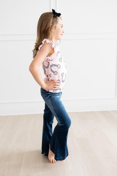 Mila & Rose:  Denim Blue Velvet Bells SHIPS SEPARATELY