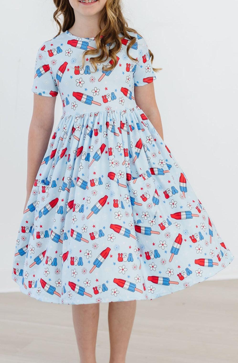 Mila & Rose:  Proudly Patriotic S/S Pocket Twirl Dress SHIPS SEPARATELY
