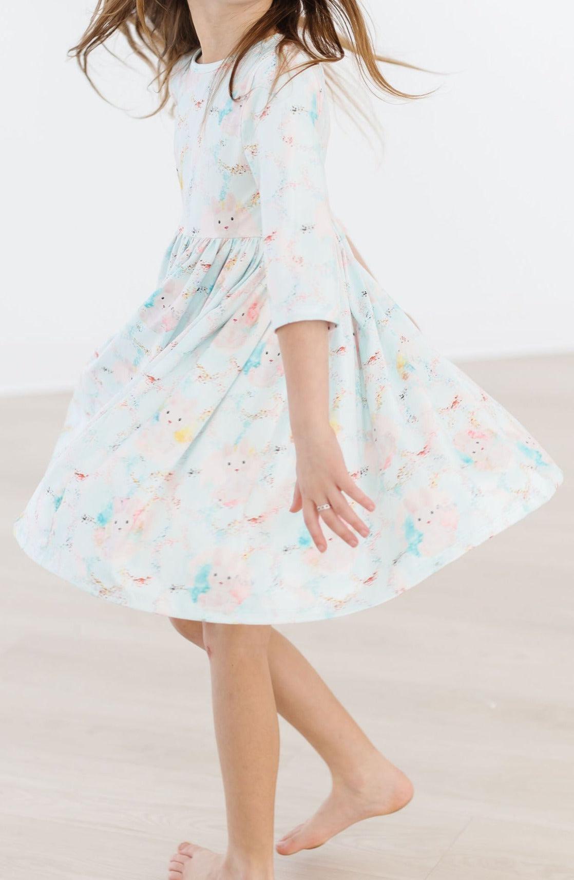 Mila & Rose:  Bunny Dreams 3/4 Sleeve Pocket Twirl Dress SHIPS SEPARATELY