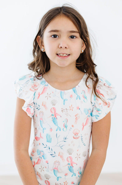 Mila & Rose:  Mermaid Friends S/S Flutter Sleeve Leotard SHIPS SEPARATELY